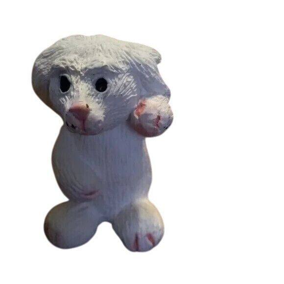 Easter Rabbit Set Of 4 White Resin Bunny Figurines Pink Green Accents Miniature - Picture 7 of 11